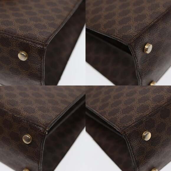 CELINE Macadam Canvas Shoulder Bag Pvc Leather Brown Gold - Picture 10 of 13